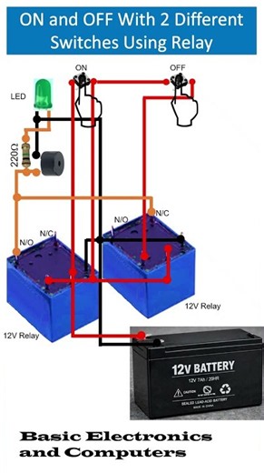 ON and OFF With 2 Switches This Relay Trick is Genius! 🤯 #shorts #relaycircuit #diypproject