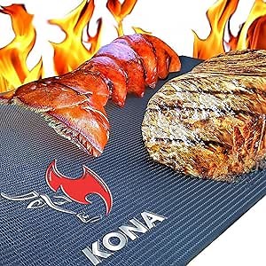 Kona XL Best Grill Mat - BBQ Grill Mat Covers The Entire Grill - Premium Non-Stick 25"x17"