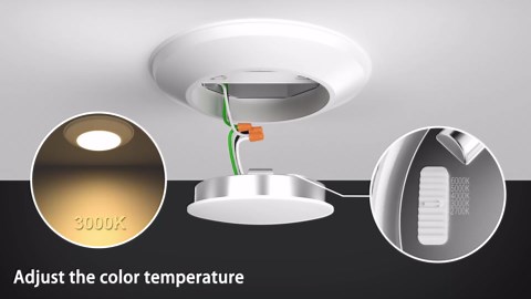 Amico 48 Pack 5/6 Inch LED Disk Lights, Dimmable Flush Mount Ceiling Disc Lights, 2700K/3000K/4000K/5000K/6000K Selectable, 12W Eqv 110W, 1050LM, Low Profile Surface Mount Ceiling Light, ETL&FCC