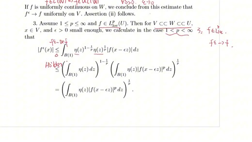 磨光算子 | 4.2 Approximation -THEOREM4.1 Properties of mollifiers