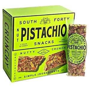 South 40 Snacks Crunchy Pistachio Bar, Just 4 Ingredients, Touch of Honey (40g Bar, Pack of 12)
