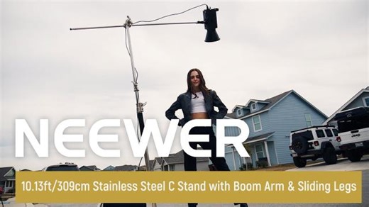 This C-Stand with Boom Arm and Sliding Legs is compatible with a wide array of lighting gear including strobes, monolights, reflectors, softboxes, and umbrellas. Crafted from 100% durable stainless steel, this 10-foot tall support boasts a 3-section center column adjustable from 4.9ft to 10.13ft (149 cm to 309 cm), with a maximum load capacity of 44lb/20kg. Additionally, it features sliding legs for added stability and safety on uneven terrain such as stairs, hills, and curbstones. Shop Online: 