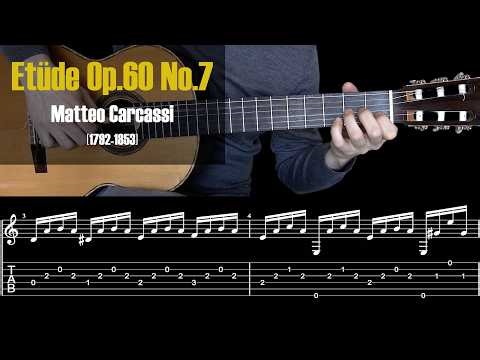 Etude Op.60 No.7 - Matteo Carcassi. Guitar Tutorial + free TAB. Really fun to play. Great exercise