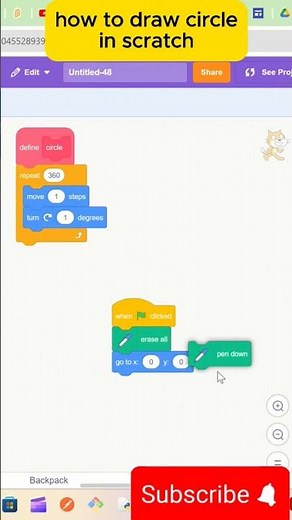 how to draw circle in scratch using pen art #scratch #turtle #kidscoding
