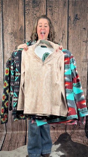 88K views · 440 reactions | The kind of pullover you’ll wish you bought two of. These best-selling 1/4 zips are buttery soft, crazy stretchy, and hug you in all the right places. With bold prints and a fitted cut, they’re perfect for layering or making a statement on their own. Every pattern’s a whole vibe.  ✨ Don’t sleep on these. Sizes go quick. | Bronco Western Supply Co. | Facebook