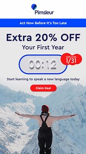 It's your last chance to snag 20% Off your first year with Pimsleur! Unlock conversational skills, boost confidence & explore new cultures. Start speaking like a native today! | Pimsleur Language Programs