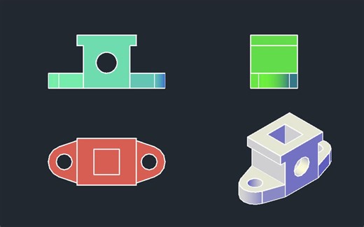 CAD一秒绘制三视图，轴测图，会吗？CAD建模 三视图 轴测图绘制方法 CAD绘制习题，网络常见CAD习题，讲解一下绘制思路