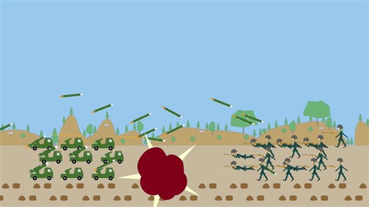 827、马奇诺防线战争，法军火箭弹发射车大战德军毛瑟98k步枪士兵 Maginot Line War, French Rocket Launcher vs. German Mauser 98k Rifle Soldiers