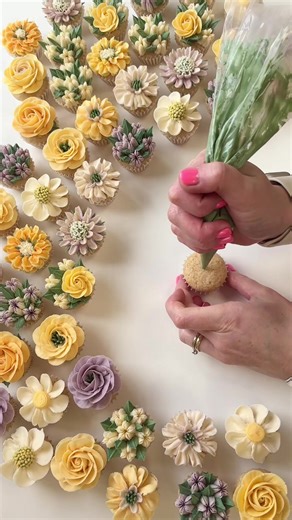 Stunning Wedding Cupcake Display in Lilac and Yellow