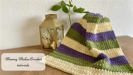 Easy Crochet Blanket | One-Row Repeat Suffragette Stripes Design