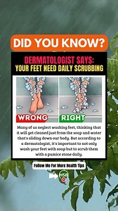 📢 Dermatologist's Warning: Are You Washing Your Feet Wrong? Think the soap runoff is enough? 🚿 Think again! Dermatologists say you must scrub your feet daily—yes, even with a pumice stone—for real cleanliness and healthy skin. Don’t skip this overlooked step! 👣✨ 💬 Agree with this? Drop a 🦶 in the comments or share this with someone who needs to see it! #FootCareTips #HealthyHabits | Health Spirit Body