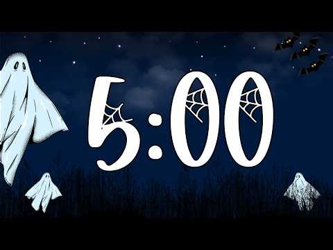 5 Minute Spooky Ghost Halloween Timer with Music for Classroom (Relaxing LoFi, Fun Synth Alarm)