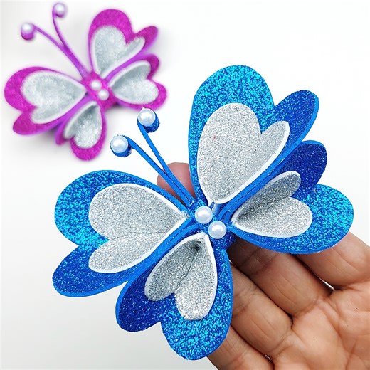 125K views · 468 reactions | Watch how to make glitter foam butterfly曆 step by step. DIY easy butterfly making for home decoration. | Creative Art & Craft Ideas | Facebook
