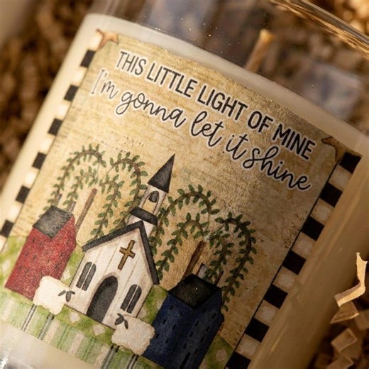 This Little Light of Mine Candle Gift Set for Grandma - Primitive Folk Art Soy Candle Box With Gold Wick Trimmer & Matches - Etsy