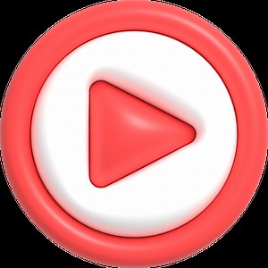 Download Realistic Play button, Video player and streaming icon, live stream 3D render illustration for free