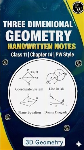 class 11 chapter 11 math Three Dimensional Geometry pw handwritten notes ll Pw notes 3D Geometry ll