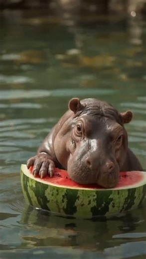 Hungry Hippo Smashes a Juicy Watermelon 🍉🦛