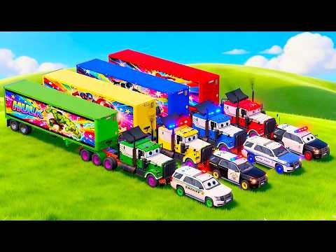 INSANE COLORFUL BOX TRAILER vs POLICE CARS! Transport Challenge to the Garage! - FS22 #3