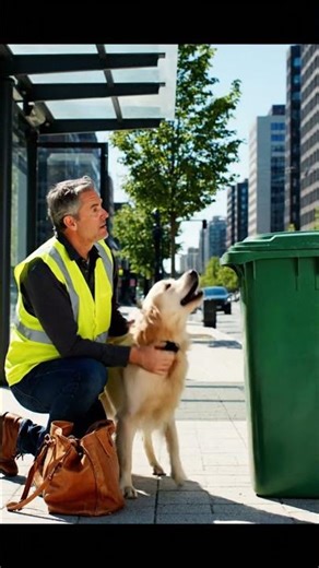Dog Golden Retriever stealing bus driver's bag to show him abandone #dogs #animals #goldenretriever