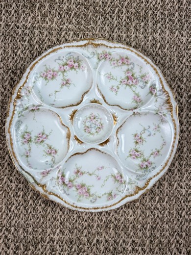 Antique Theodore Haviland Limoges Oyster Plate, Pink Floral Garland, Porcelain Server - Etsy