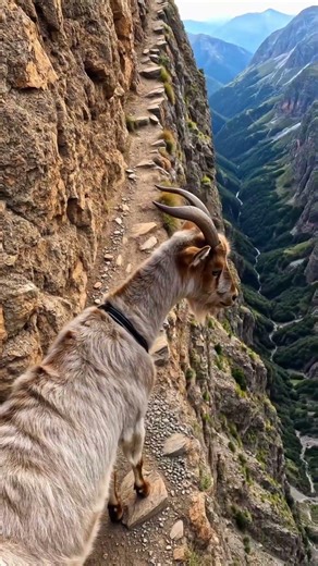 “High-Stakes Crossing: Mountain Goats on a 1000-Foot Cliff Path” #shorts