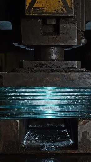 "Hydraulic Press vs 5 Layers of Tempered Glass"#hydraulicpress#temperedglass#glasscrushing