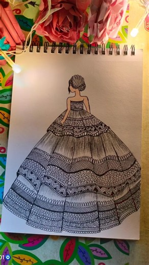 Beautiful Mandala Dress Art ✨ | Satisfying Pen Drawing #Shorts#trendingshorts