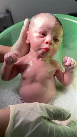 Cute baby bath #newbornarrival