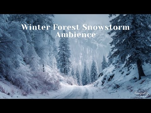 Winter Forest Snowstorm Ambience | NO ADS | Blowing Wind & Snowstorm Sounds