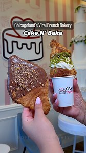 Cake N’ Bake | 📍Palos Hills, IL I just found one of the most epic bakeries in Chicago during my food tour, and I couldn’t wait to spill the details! If you’re all about those viral desserts, this place is a dream come true. They’ve got everything from the famous supreme croissants loaded with different flavors to the ultra-cool flat croissants and even the famous Dubai chocolate croissant. They’ve recently introduced croissant cones filled with ice cream, and you can customize it any way you wa