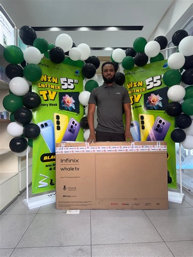 Frank with his 55" Infinix Android TV 🥳 Purchase any Infinix smartphone this Black Friday and join the raffle draw for a chance to win big. Offer ends 30th November! #BlackFriday #InfinixGhana #Infinix #TheFutureIsNow #LuckyDraw | Infinix Mobile