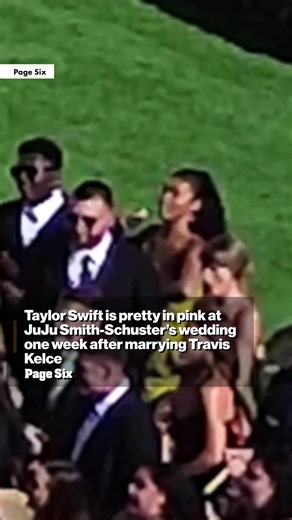 Taylor Swift and Travis Kelce stepped out for JuJu Smith-Schuster and Laura Kruk’s California wedding. Swift stunned in a blush pink floral Markarian gown, while Kelce complemented her look in a sharp black suit. The newlyweds, who attended Taylor and Travis’ own wedding at Madison Square Garden, welcomed another star-studded guest list that included NFL stars and Hollywood A-listers.
