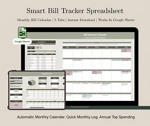 Smart Bill Tracker Spreadsheet, Monthly Bill Calendar, Bill Payment Organizer, Subscription & Loans Weekly Planner Calendar Google Sheets - Etsy