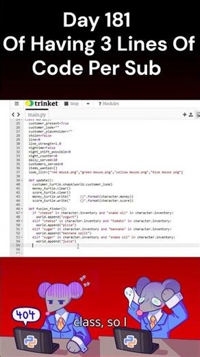 Day 181 Of 1 Subscriber = 3 Lines Of Code #coding #python #programming
