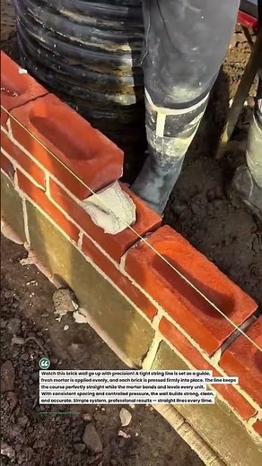 Perfect Brick Line Setup! #Bricklaying #MasonryPro #ConstructionLife