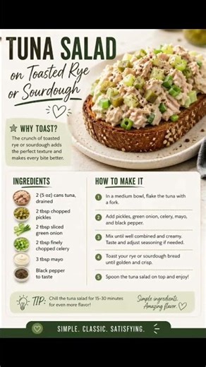 Tuna Salad on Toasted Rye or Sourdough 🥪✨