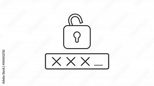 Video „Strong password line animation. Access control animated icon. Showing up crosses. Cybersecurity, network. Black illustration on white background. HD video with alpha channel. Motion graphic“ ze služby Stock