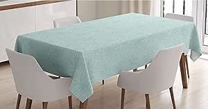 Ambesonne Turquoise Tablecloth, Dahlia Flowers Bouquet Hand Drawn Style with Brush Strokes Effect Ornamental Art, Rectangle Satin Table Cover Accent for Dining Room and Kitchen, 52" X 70", Pale Blue