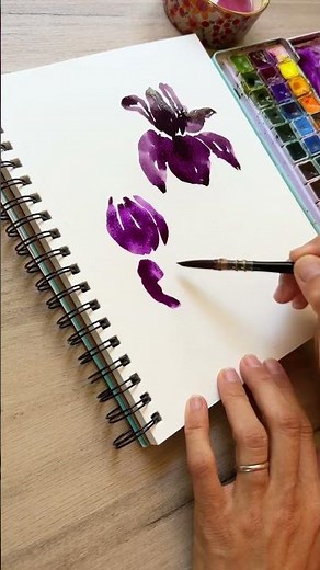 How to paint an easy iris composition with watercolor for beginners