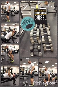 21 reactions | Total Body Hammer from The Master's Hammer & Chisel does NOT play around. 9 exercises, 6 total sets of each exercise (3 at a time), decreasing reps in the sets. They're right! It really DOES feel like my entire body has been beaten w/ a hammer! :D I love seeing my progression from the first time doing this until now. #sundayfunday #TeamRiseAbove #hammerandchisel #getresults #bod #strongereveryday | Coach Jeremy Tanner | Facebook