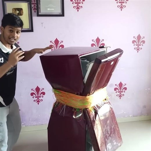 USING RUBBER BAND TO CRUSHED FRIDGE @EXTREME_A2Z #shortsfeed #shortvideo #shorts #viral