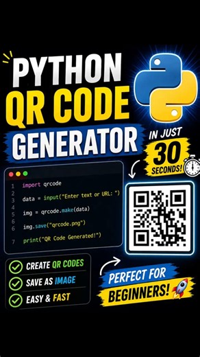 Create QR Codes with Python in 30 Seconds 📱🐍 #shorts #python #programming #coding