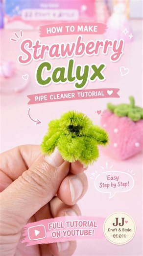 How to Make a Pipe Cleaner Strawberry Calyx 🍓 Easy DIY Tutorial #shorts #pipecleanercrafts