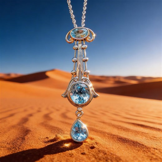Belle Epoch Style Sterling Silver and Blue Topaz Levalier Necklace December Birthstone ACTUAL PIECE - Etsy