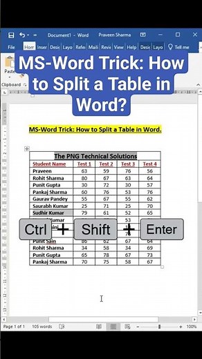 MS-Word Trick: How to Split a Table in Word?