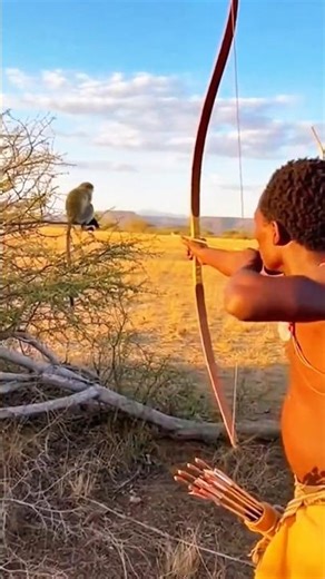 Traditional African Hunt | Hunter Targets Tree Monkey. 🐒🔥#shorts #hunting