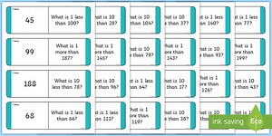 Finding 1 and 10 More or Less Loop Cards