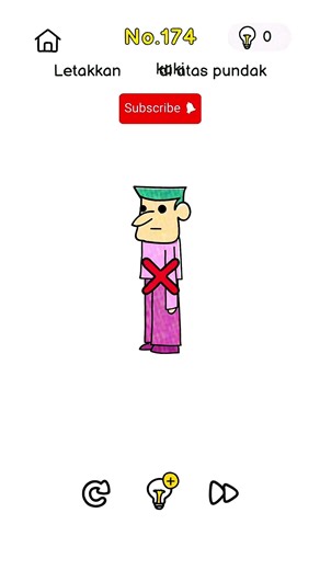 Solusi Brain Out Level 174, Letakkan kaki di atas pundak