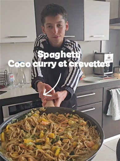 Spaghetti coco curry et crevettes — recette facile et rapide