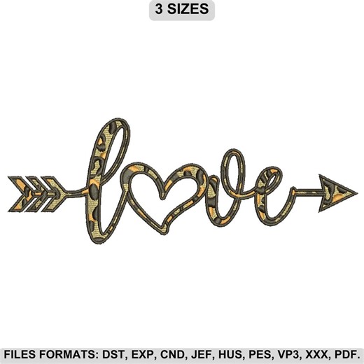 Leopard Love Embroidery Design, Leopard Print Heart Script Love Embroidery, Boho Valentine Machine Embroidery, 3 Sizes, Instant Download - Etsy